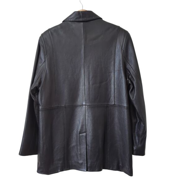 Collezione Jacket Mens Large Black Leather Buttery Soft Longline Button Matrix - Picture 2 of 8